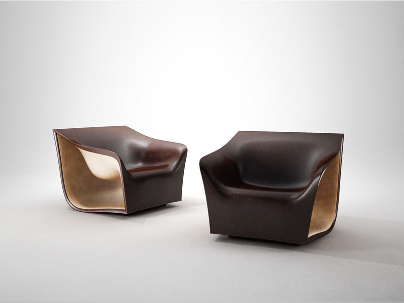 Inspired by the Movement of the Waves: Split Leather Sofa&Chairs | Posted by CJWHO.com